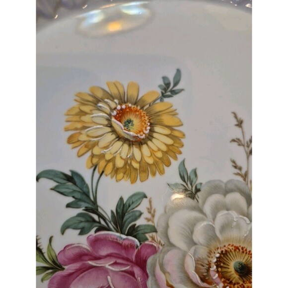 Limoges White with Raised Floral Design Gold Trim Footed Cake Plate/Cake Stand - Picture 16 of 16